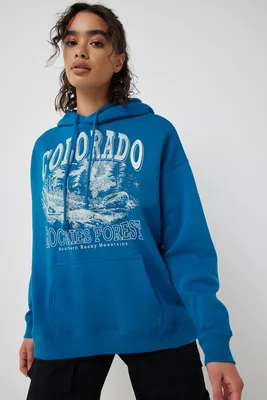 Ardene Mountain Destination Hoodie in | Size | Polyester/Cotton | Fleece-Lined