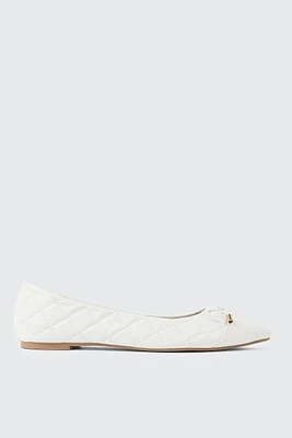 Ardene Quilted Pointed Toe Ballet Flats in | Size | Faux Leather | Eco-Conscious