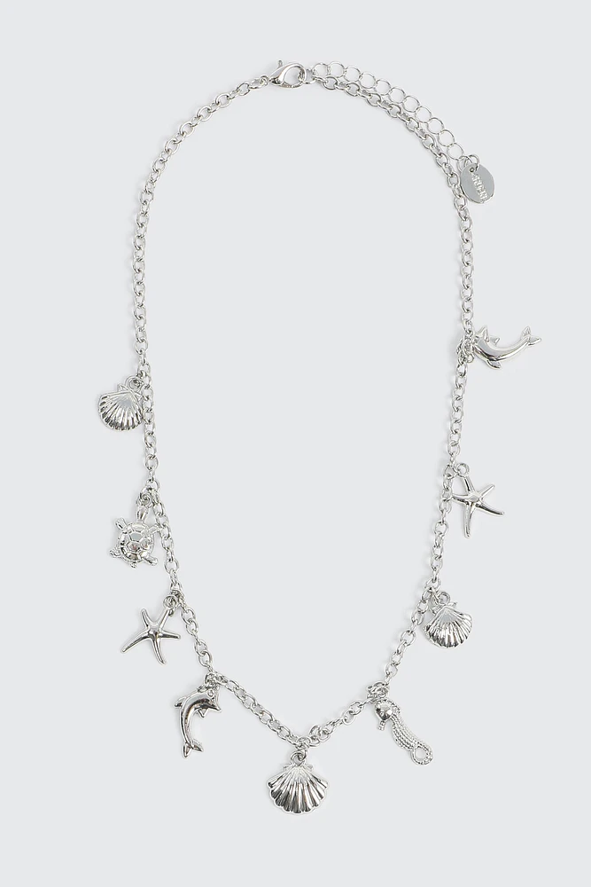 Ardene Sea Creature Necklace in Silver