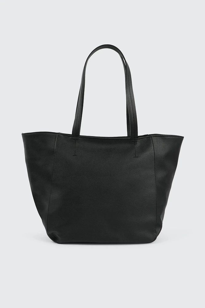 Ardene Faux Leather Tote Bag in Black | 100% Recycled Polyester/Faux Leather | Eco-Conscious