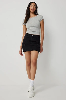 Ardene Denim Mini Skirt with Cargo Pockets in | Size | 100% Cotton