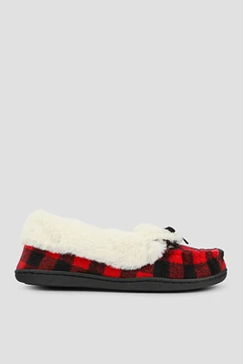 Ardene Moccasin Slippers in Red | Size 9 | Faux Suede | Eco-Conscious