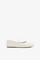 Ardene Kids Laser Cut Pattern Ballet Flats in White | Size | Faux Leather