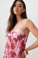 Ardene Flowy Mesh Halter Tank Top in Pink | Size | Polyester/Spandex