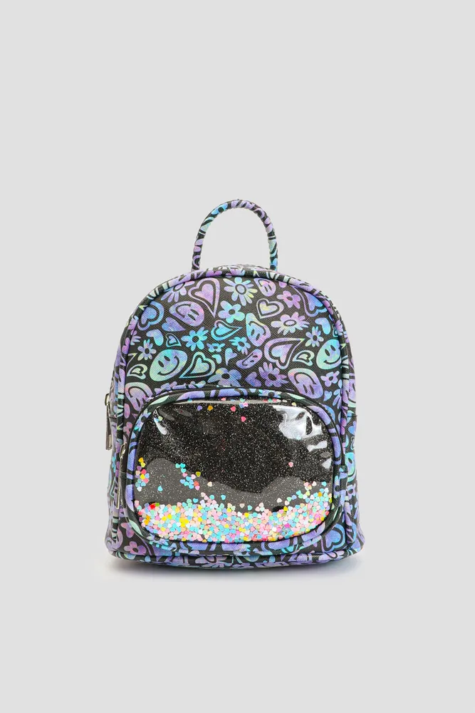 Ardene Printed Backpack in Black