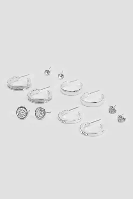 Ardene 6-Pack of Hoop and Stud Earrings in Silver | Stainless Steel