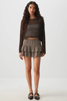 Ardene Boxy Open Stitch Sweater in Brown | Size | Polyester/Cotton