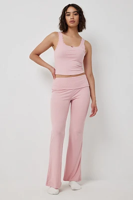 Ardene Super Soft Flare PJ Pants in Light Pink | Size | Polyester/Spandex | Eco-Conscious