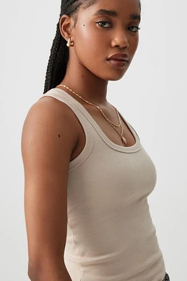 Ardene Basic Scoop Neck Tank Top in Beige | Size | Cotton/Elastane | Eco-Conscious