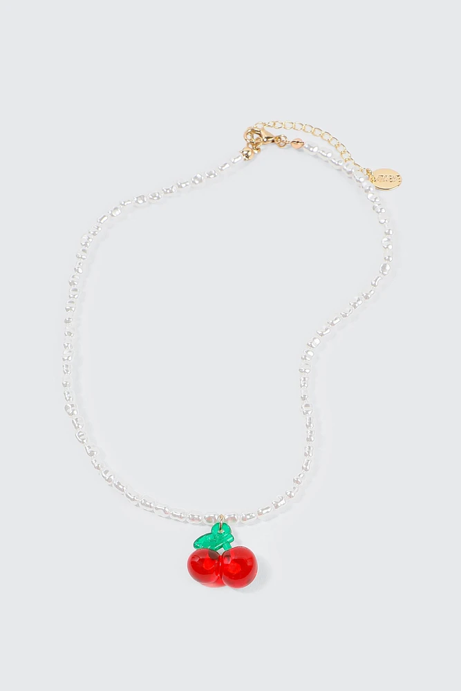 Ardene Kids Cherry Necklace in Red