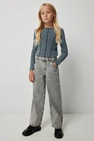 Ardene Kids Wide Leg Jeans in Grey | Size | 100% Cotton