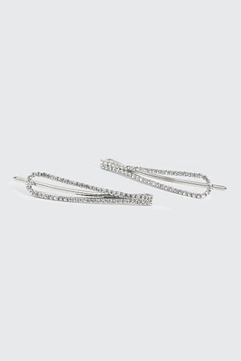 Ardene 2-Pack Rhinestone Bobby Pins in Silver