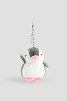 Ardene Kids Plush Penguin Keychain in Grey