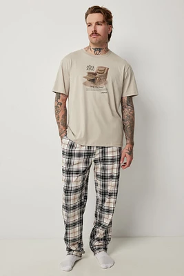 Ardene Man Plaid PJ Pants For Men in White | Size Small | 100% Cotton