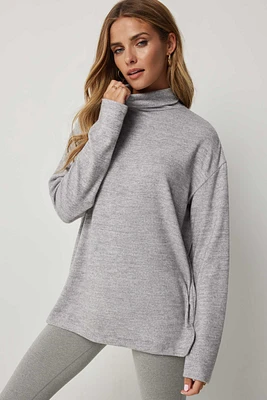 Ardene Long Turtleneck Sweater in Light Grey | Size Small | Polyester/Rayon/Elastane