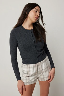 Ardene Short Button Front Cardigan in Dark Grey | Size | Polyester/Nylon