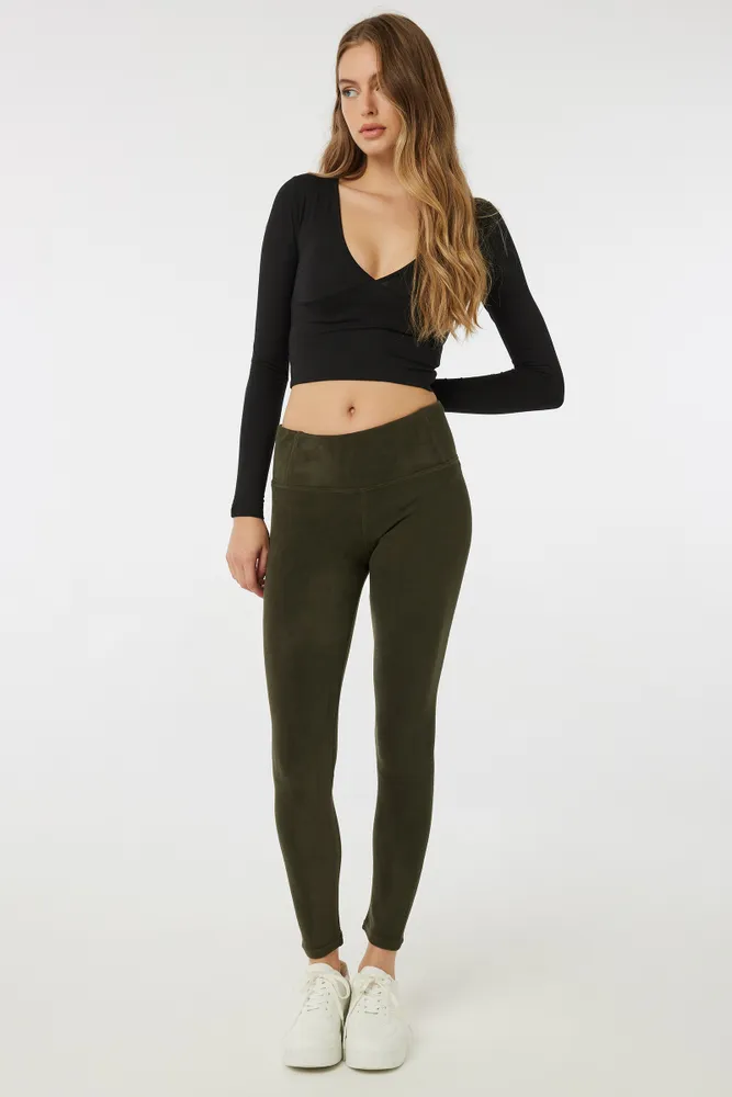 Ardene Printed Leggings with Pockets in Khaki, Size, Polyester/Spandex