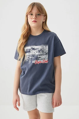 Ardene Kids Graphic T-Shirt in Dark Blue | Size | 100% Cotton