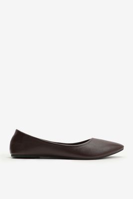 Ardene Brown Faux Leather Flats | Size | Faux Leather/Rubber