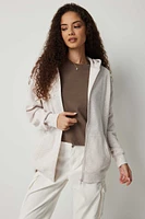 Ardene Oversized Zip-Up Hoodie in Beige | Size | Polyester/Cotton | Fleece-Lined