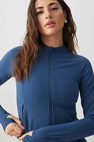 Ardene Crop Fitted Jacket in Dark Blue | Size | Nylon/Elastane | Eco-Conscious