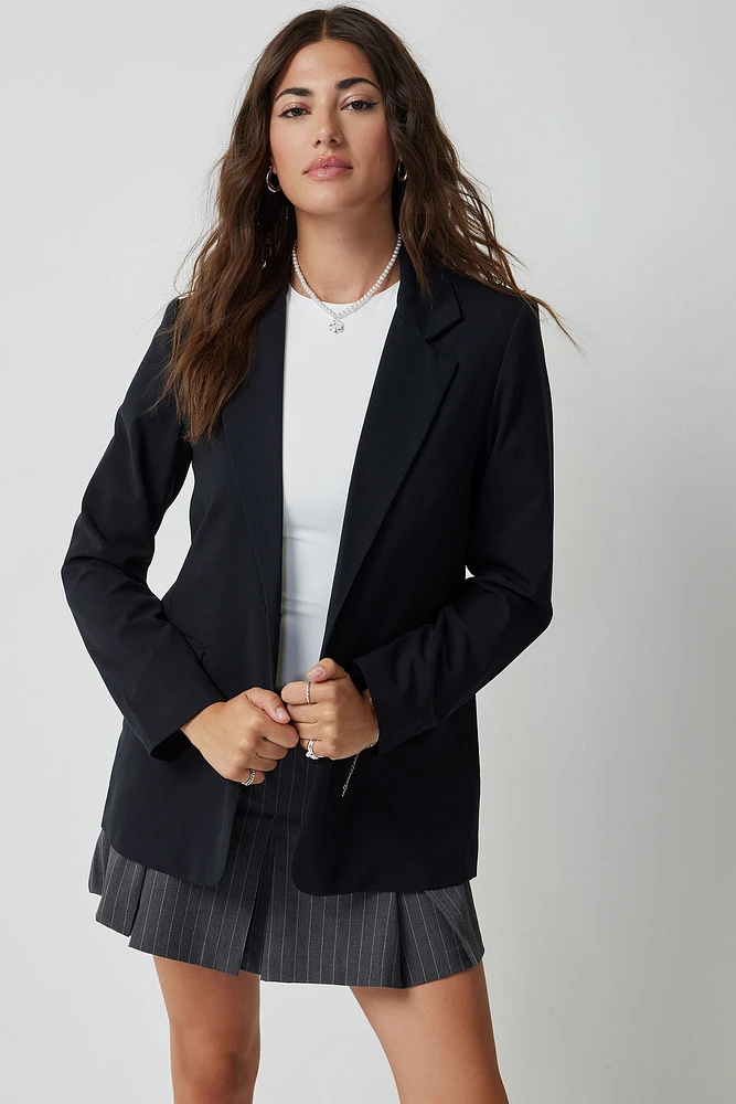 Ardene Long Blazer in Black | Size | Polyester/Rayon/Spandex
