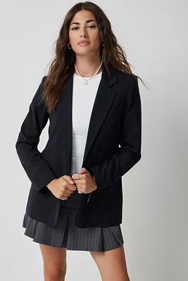 Ardene Long Blazer in Black | Size Large | Polyester/Rayon/Spandex