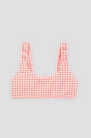 Ardene Gingham Swim Top in Orange | Size | Polyester/Nylon/Elastane | Microfiber