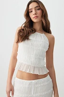 Ardene Chiffon Halter Top in White | Size | Polyester