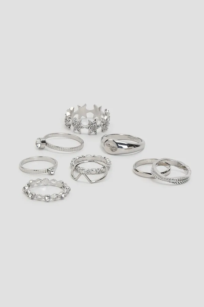 Ardene -Pack Assorted Rings in Silver | Size