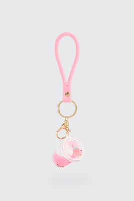 Ardene Strawberry Smoothie Keychain in Light Pink