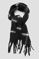 Ardene Checkered Scarf in Black | Polyester