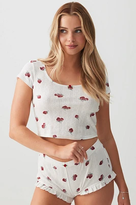 Ardene T-shirt & Short Pointelle PJ Set in | Size | Polyester/Cotton | Eco-Conscious