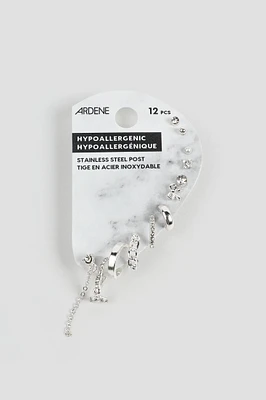 Ardene Pack of Silver Tone Mix Earrings | Stainless Steel