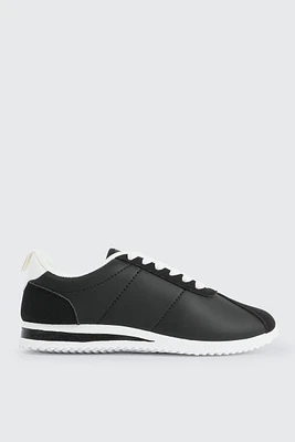 Ardene Mix Media Sneakers in Black | Size | Nylon/Faux Suede