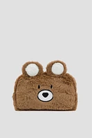 Ardene Teddy Bear Makeup Bag in Brown | Polyester