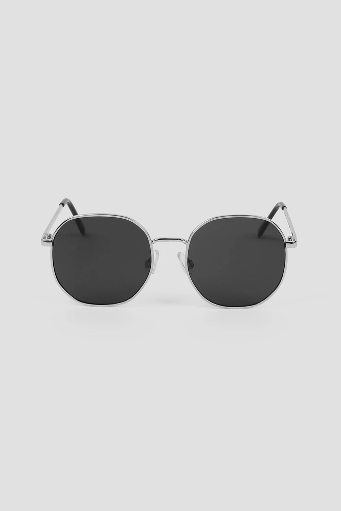 Ardene Metal Round Sunglasses in Silver