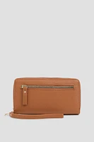 Ardene Rectangular Wallet in Cognac | Faux Leather/Polyester