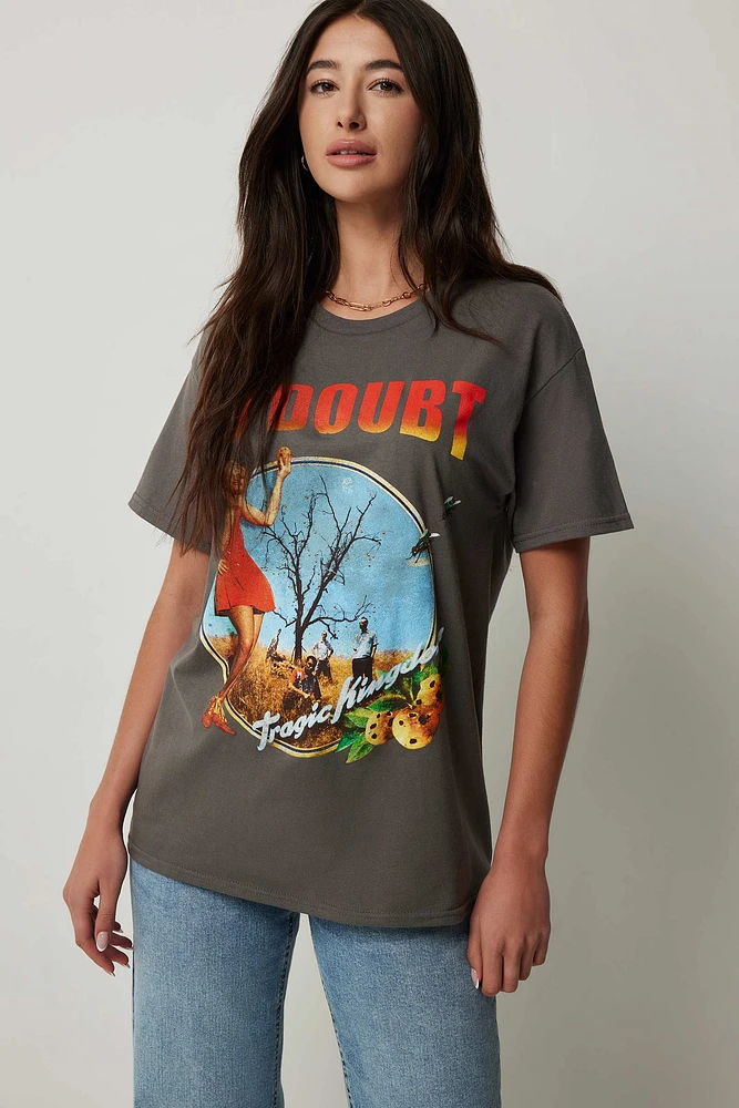 Ardene Oversized No Doubt T-Shirt in Dark Grey | Size | Polyester/Cotton