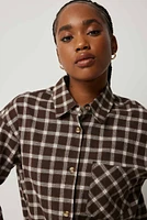 Ardene Plaid Flannel Shirt in Brown | Size | 100% Cotton