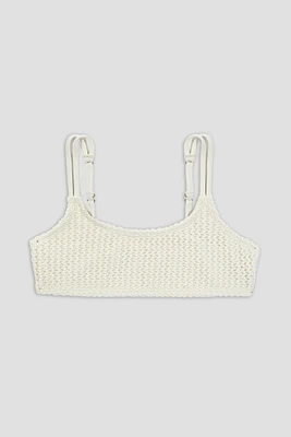 Ardene Crochet Swim Top in White | Size | Polyester/Elastane | Microfiber