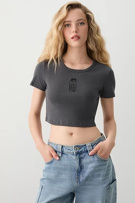 Ardene Graphic Baby T-Shirt in Dark Grey | Size | 100% Cotton