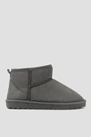 Ardene Mini Faux Sheepskin Boots in Grey | Size | Faux Suede | Eco-Conscious | Microfiber