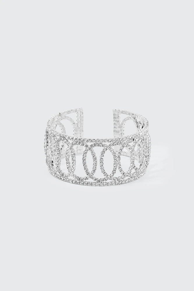 Ardene Rhinestone Loop Bangle in Silver
