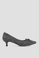 Ardene Denim Kitten Heel Pumps in Dark Grey | Size