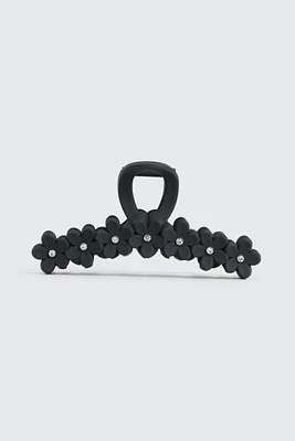 Ardene Rhinestone Floral Hair Claw in Black