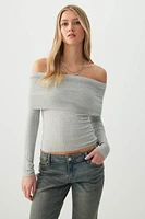 Ardene Off Shoulder Rib Sweater in | Size | Polyamide/Viscose