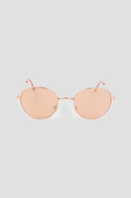 Ardene Rose Gold Round Sunglasses in Medium Pink