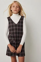 Ardene Kids Plaid Pinafore Dress in Black | Size