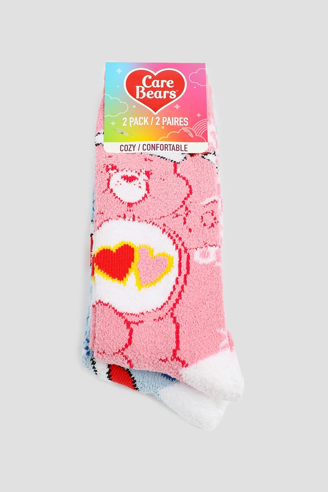 Ardene 2-Pack Care Bear Cozy Socks in Light Pink | Polyester/Spandex